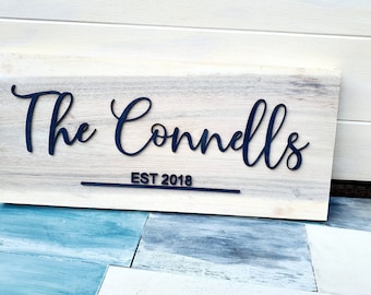 Father's Day Personalised Rustic Family Name Sign | Solid Wood Sign | Pure Wood Custom Made Home Decor | Personalised Hand Made Wooden Sign