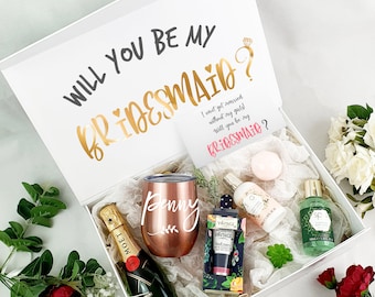 Customised Rose Gold Will You Be My Bridesmaid Proposal Hamper/ A Gift For Her/ Personalised Gift/ Luxury Pampering Gift Set/ Spa Collection