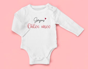 Personalised Gorgeous Baby Romper with Love Heart / Baby Girl / Gifts for Baby / Baby Shower Gifts / Bespoke Gifts / Romper Personalisation