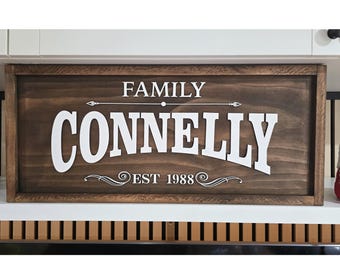 Personalized Family Name Plaque - Handmade Wooden Sign with Family Name and Year | Family Sign | House warming Gifts | Wedding Sign
