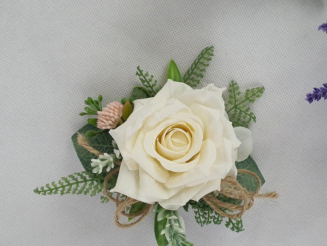 White Flowers Corsage and Boutonniere / Wrist Floral Corsage / - Etsy