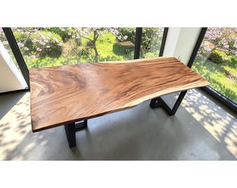 One of a Kind Live Edge Dining Table | Character Grain Suar Dining Table | Handmade Solid Timber Dining Table