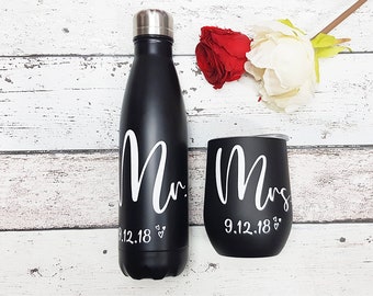 Personalised Wedding Gift Cups Set / Stainless Steel Bottle / Gift Cup / Wedding Gifts / Bespoke Gifts / Bridal Gifts / Gifts for Wedding