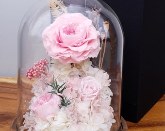 Everlasting Rose Dome / Forever Flowers / Everlasting Preserved Flower Dome / Gift For Her / Red Rose / Pink Rose / Eternal Rose Dome