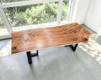 Organic Live Edge Dining Table | Handmade Suar Wood Dining Table | Natural Edge Timber Dining Table