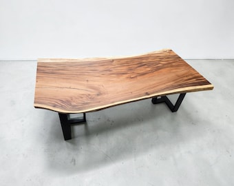 Solid Suar Wood Dining Table | Natural Live Edge Dining Table | Unique Flowing Grain Dining Table | Handmade Dining Table
