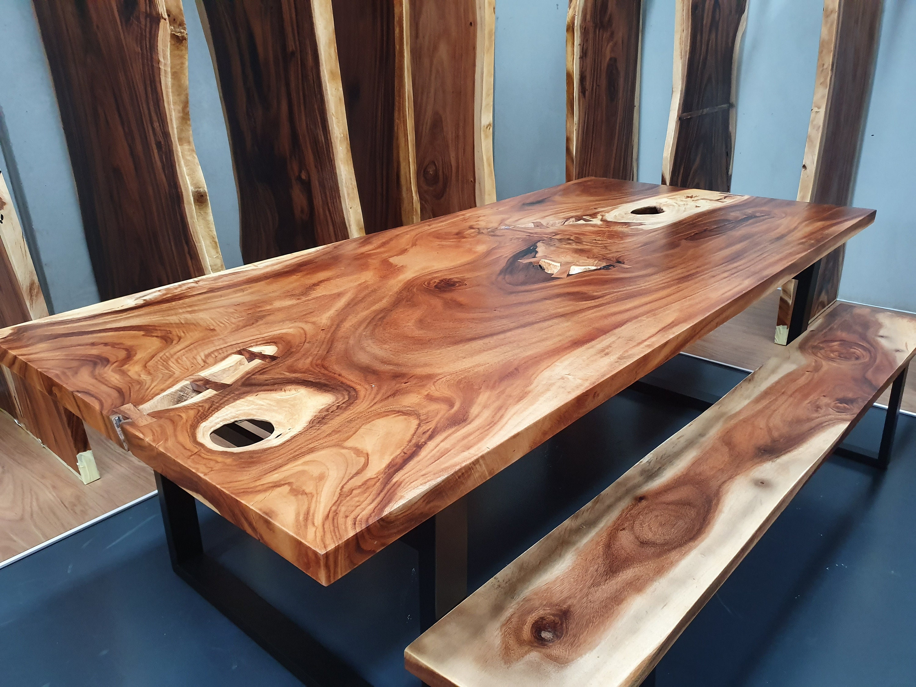 Monkeypod Wood Live Edge Dining Table Etsy Australia