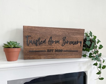 Personalized Home Bar Sign, Custom Wooden Pub Sign, Man Cave Decor, Brewery Sign, Whiskey Bar Gift, Established Plaque