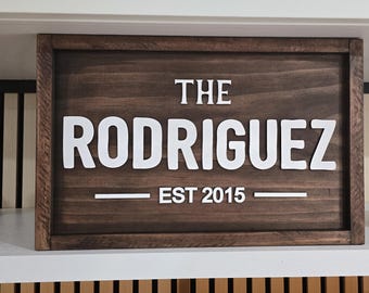 Custom Wooden Family Name Sign with Year - Rustic Decor for Home and Gifts | Personalised Name sign | Bespoke Gifts | Wedding Gifts