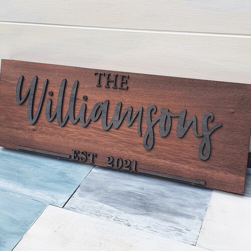 Personalized Wooden Family Name Sign | Rustic Wedding Gift