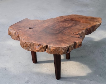 Organic Wood Coffee Table | Exotic Hardwood Slab Table | Sculptural Live Edge Coffee Table | One of a Kind Decor