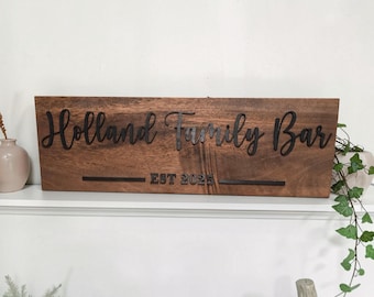 Personalized Family Name Sign, Custom Wooden Family Plaque, Established Home Decor, Housewarming Gift, Wedding Anniversary Gift