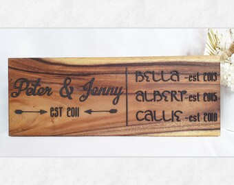 Custom Made Family Name Board | Handmade Family Name Board | Personalised Custom Natural Wooden Board | Rustic Wood Sign | Modern Wood Style