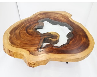 RTG002- Live Edge Conference Table with Glass Inlay