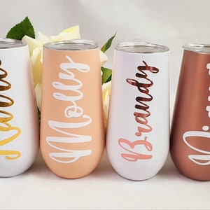 Personalisierte Rose Gold Skinny Tumbler, Brautjungfer Geschenke (6oz)