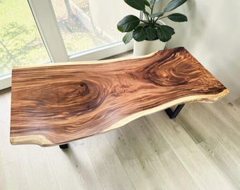 Unique Live Edge Dining Table | Feature Grain Suar Dining Table | Handmade Solid Wood Dining Table | Australian Made
