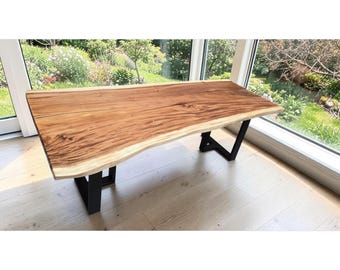 Live Edge Suar Dining Table | Modern Solid Wood Dining Table | Handmade Natural Timber Dining Table | Australian Made