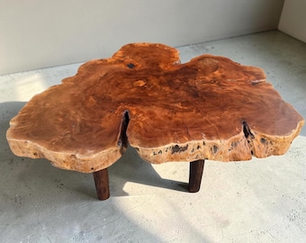 Gallery Style Coffee Table | Organic Wood Slab Table | Exotic Hardwood Live Edge Table | Modern Designer Decor