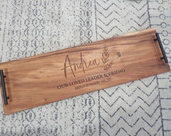 Personalised Engraved Serving Board with Handles / Custom Made Charcuterie Board /Live Edge Timber / Anniversary Gift / Custom Made Gift