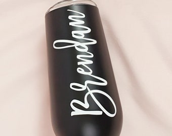 6oz Personalised Black Skinny Tumbler / Bridesmaid Champagne Flute / Wedding Gifts / Birthday Gifts / Bridesmaid Gifts / Personalised Gifts