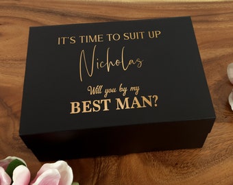 It's Time to Suit Up Proposal Box/ Will You Be My Best Man/ Groomsmen Gift Box/ Decal and Box Only/ Black Gift Box/ Namesake Box Vinyl