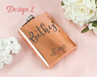 Rose Gold Flask/ Groomsmen Gift/ Birthday Flask/ Mother's Day Gift/ Personalised Flask/ Personalised Gifts/ Cold Drink Storage/ Gift For Him