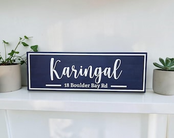 Personalized House Name Sign, Custom Wooden Address Plaque, Modern Home Sign, Housewarming Gift, Outdoor Decor Sign