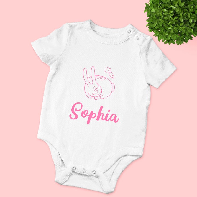 Personalised Custom Girl Name Baby Chubby Bunny Romper