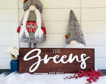 Beautiful Christmas Gift Family Name Signs | Personalised Wooden Family Name Plaque | Couple Name Sign | Family Name Sign | Christmas Gifts