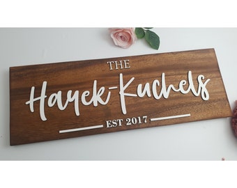 Rustic Hand Made Home Decor | Personalised Wooden Family Name Plaque | Couple Name Sign | Family Name| Sign Name Plague