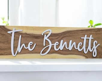 Custom Family Name Sign – Natural Timber Slab | Personalised Wooden Home Sign | Entryway Decor | Wedding & Housewarming Gift