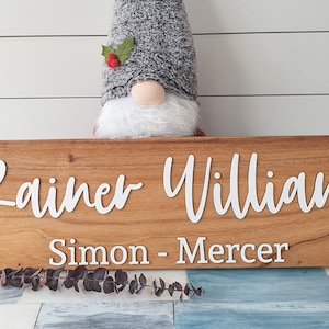 Regalo personalizado / Plaga de nombre de madera / Regalos de Navidad / Decoración casera rústica hecha a mano / Placa personalizada de madera con nombre familiar /
