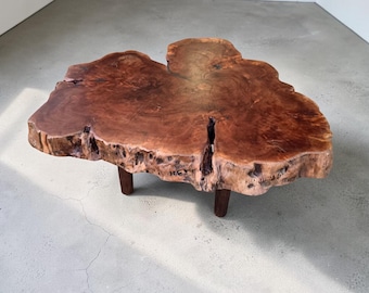 Nature Inspired Coffee Table | Organic Wood Slice Table | Live Edge Lychee Hardwood | Modern Artisan Furniture