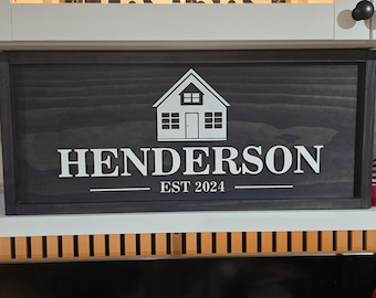 Handmade Family Name Sign - Custom Rustic Wood Sign with Established Date | Bespoke Gifts | Housewarming Gifts | Personalised Wooden Sign