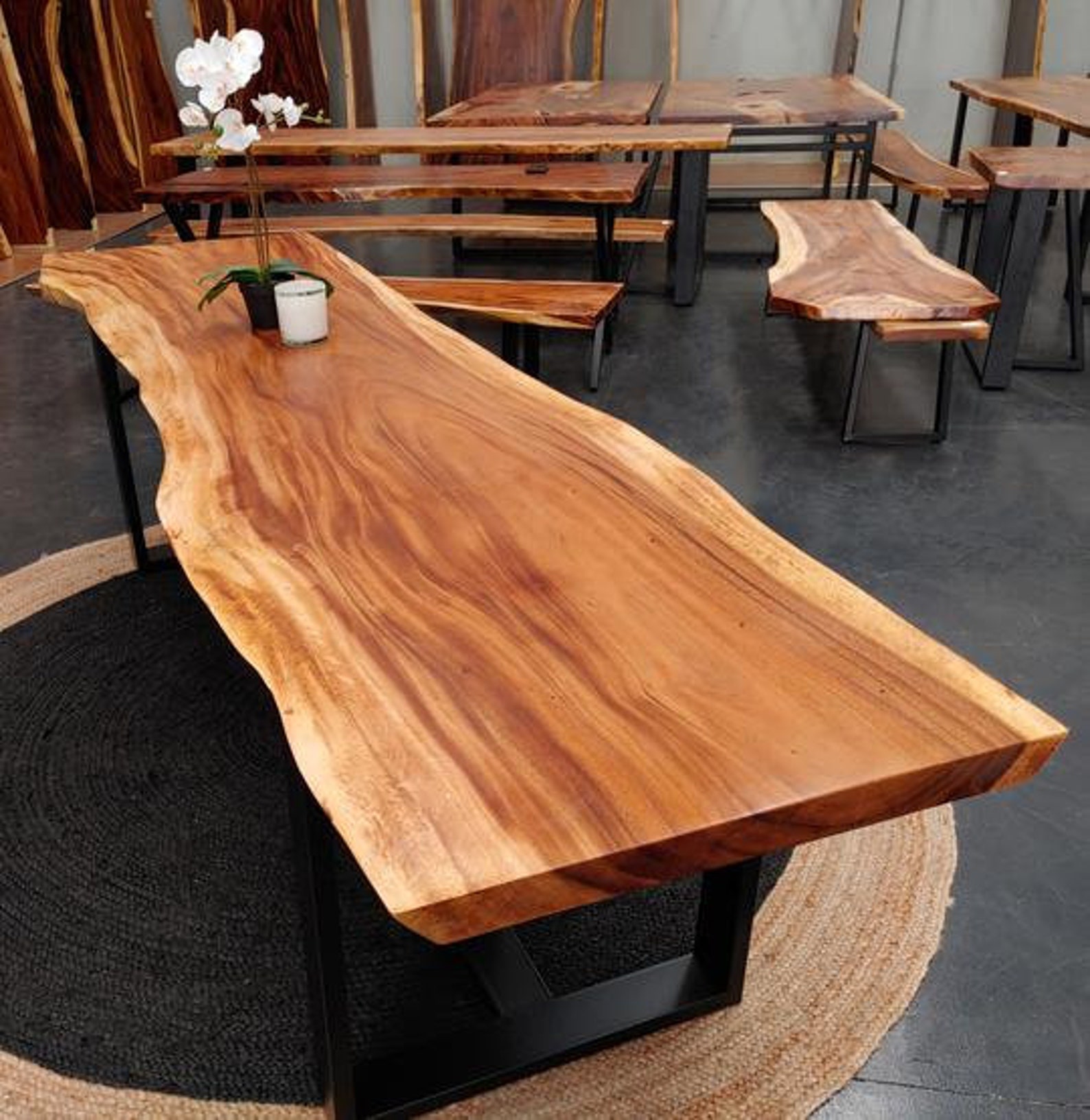 Live Edge Monkey Pod Wood Dining Table Etsy Australia