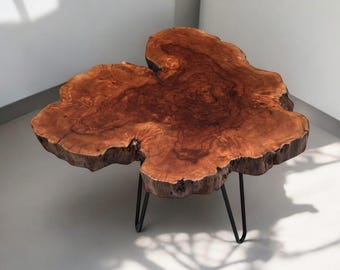 Solid Lychee Burl Wood Coffee Table with Natural Finish – Handcrafted Timber, Live Edge Design, Unique Home Décor, Rustic Luxury