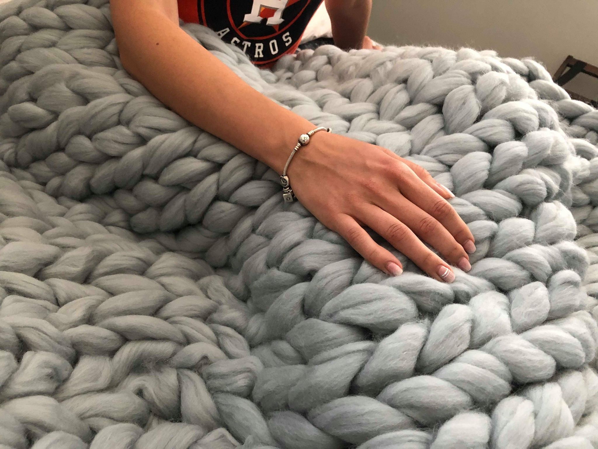 Giant Blanket 100 Merino Wool Blanket Chunky Knit Blanket Etsy