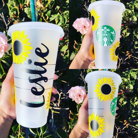 Sunflower, Personalized Starbucks Cup, Personalized Tumbler