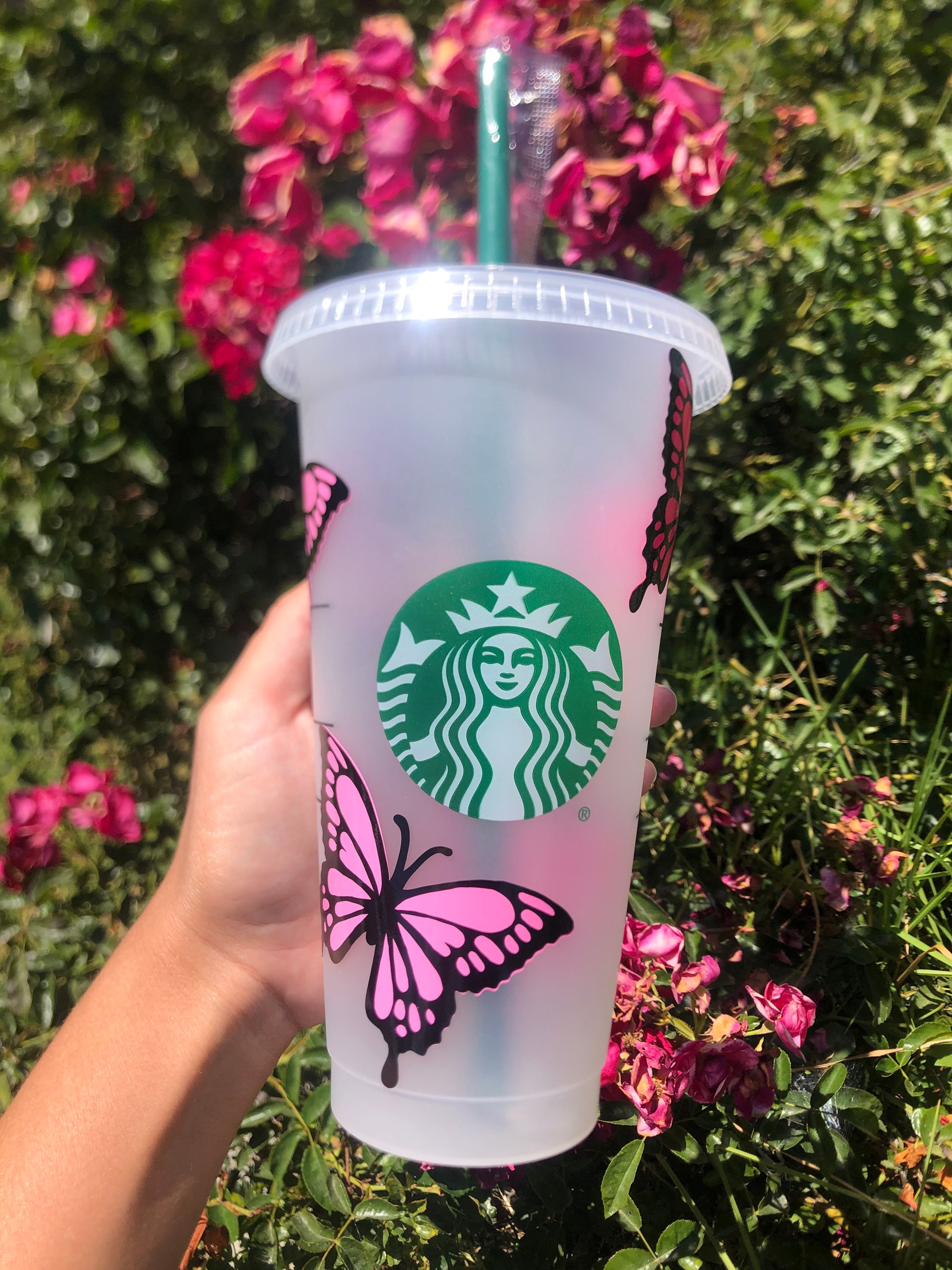 Personalized Butterfly Starbucks Reusable Cold Cup Tumbler 