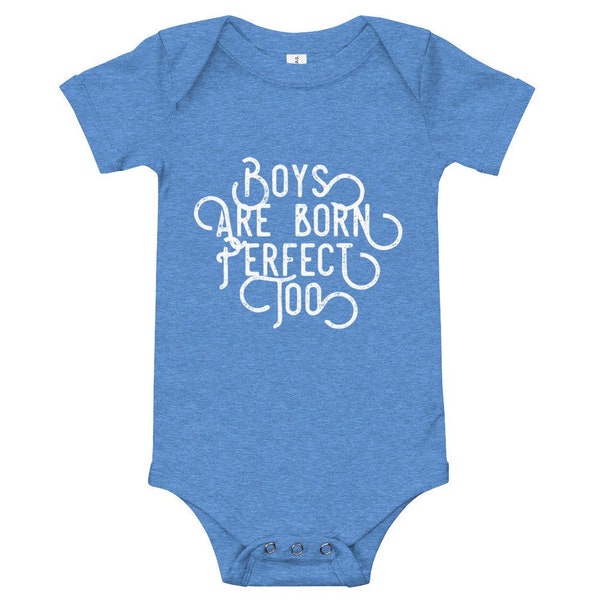 Boys Are Born Perfect Too Onesie | Matching Parent T Shirt Available Separately, Intactivist, Pro Intact, Anti Circumcision, Crunchy Mom