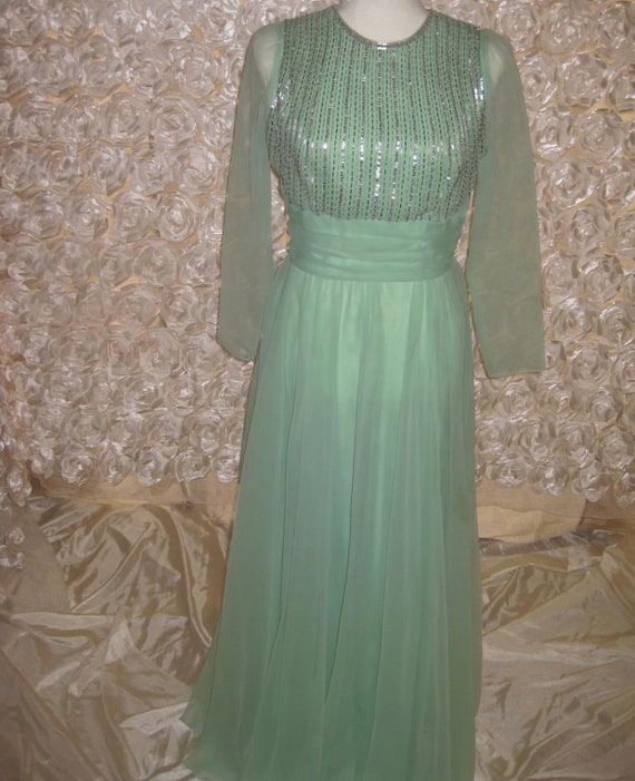 Mint Green Vintage Long Sleeve Dress - Great Cond… - image 1