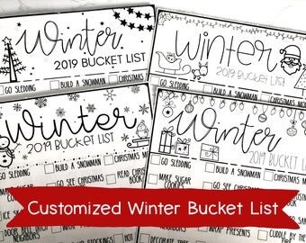 Winter Bucket List, Christmas Bucket List, Custom Bucket List Printable, Winter Digital Download, Christmas Digital Download