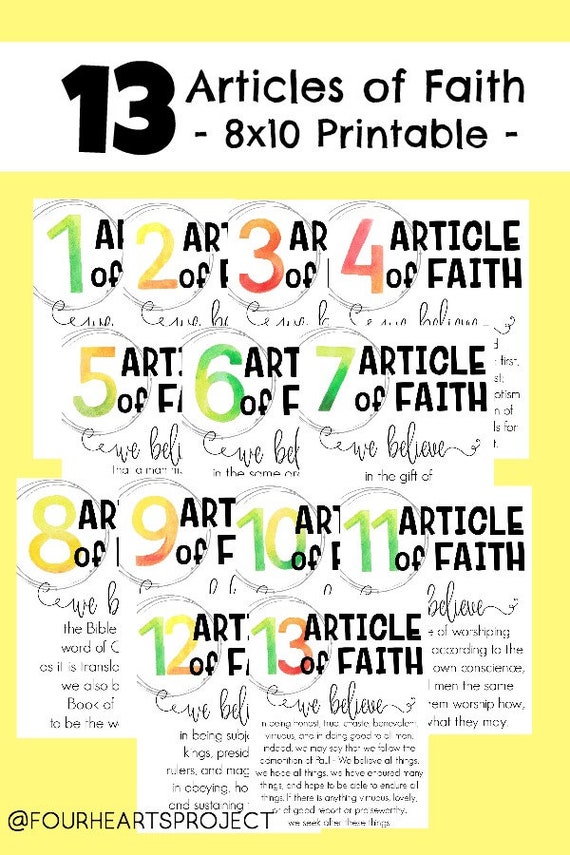 LDS 13 of Religion, Watercolor, Electronic Down load, Printables image about 13 Articles of Faith Printable titled LDS 13 of Religion, Watercolor, Electronic Down load, Printables