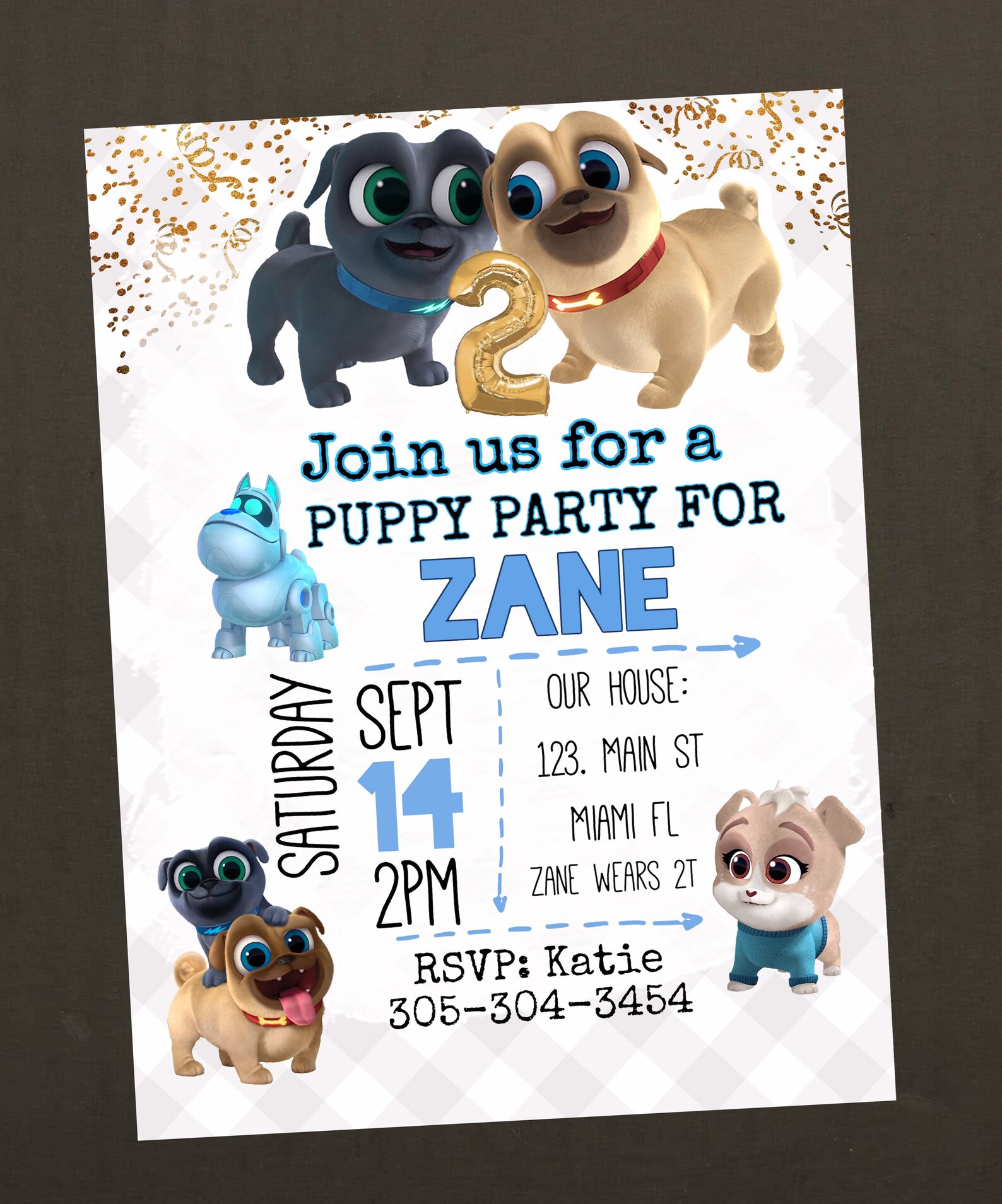 PRINTED Puppy Dog Pals Birthday Invitation | Etsy