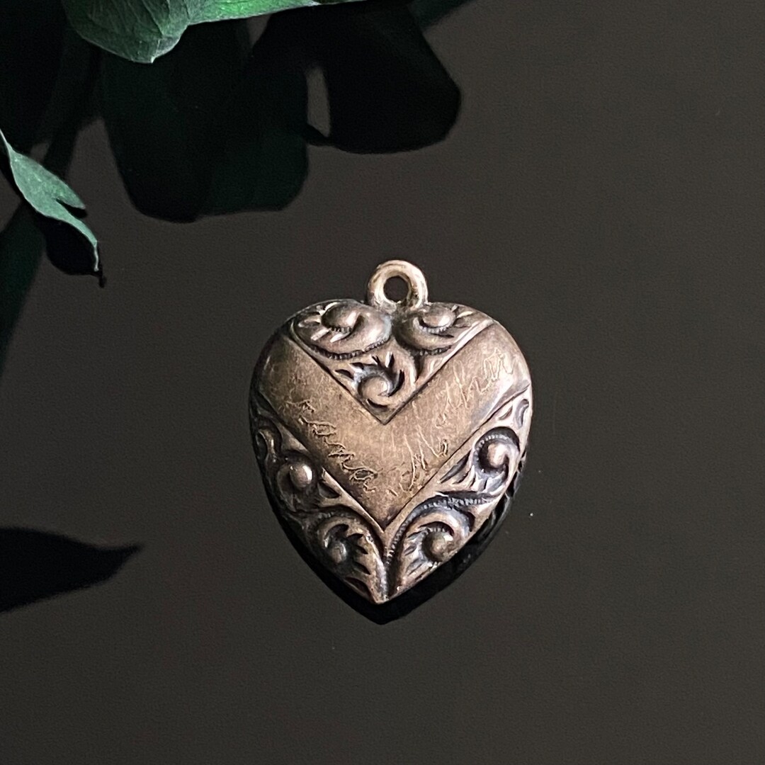 Vintage Sterling Silver Repousse Puffy Heart Charm Pendant - Etsy