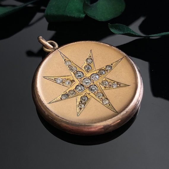 Antique Art Nouveau Rolled Gold Celestial Starbur… - image 2