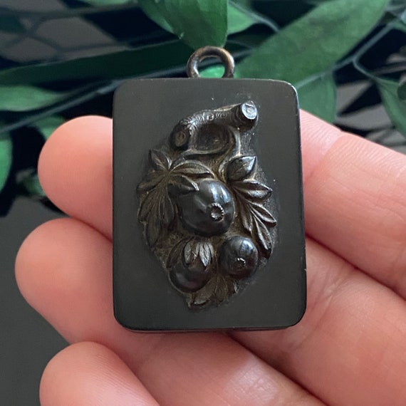 Antique Victorian Vulcanite Rectangular Pomegrana… - image 9