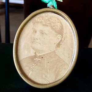 Antique Victorian Woman Photograph in Brass Frame