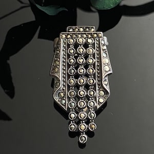 Vintage Sterling Silver Marcasite Dress Clip