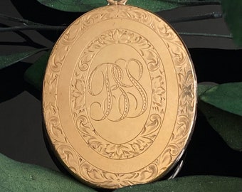 Antique Large Oval Gold Filled Monogram Locket